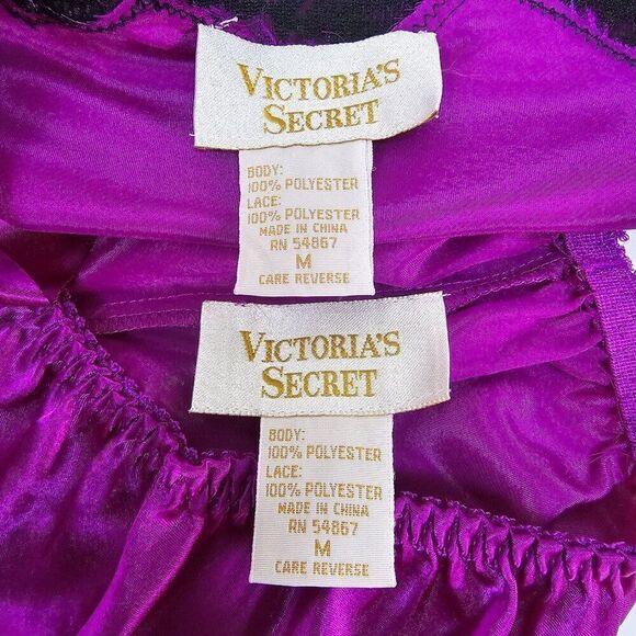 Vintage Victoria's Secret Satin Lace 2 Piece Pajama Shorts Cami Set M Gold Label - Picture 8 of 11